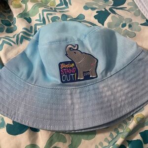 Light Blue Bucket Hat with Elephant Embroidery
